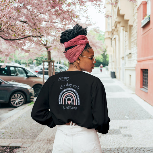 Gratitude Sweatshirt,  positive apparel, positive clothing, wear your story, FaceForward, back