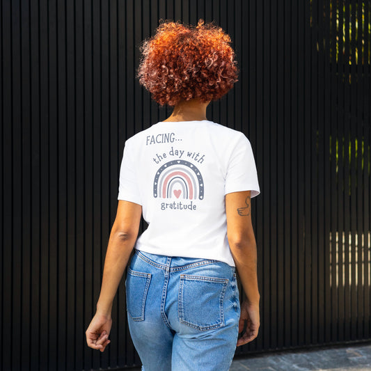 Gratitude T-Shirt,  positive apparel, positive clothing, wear your story, FaceForward, back