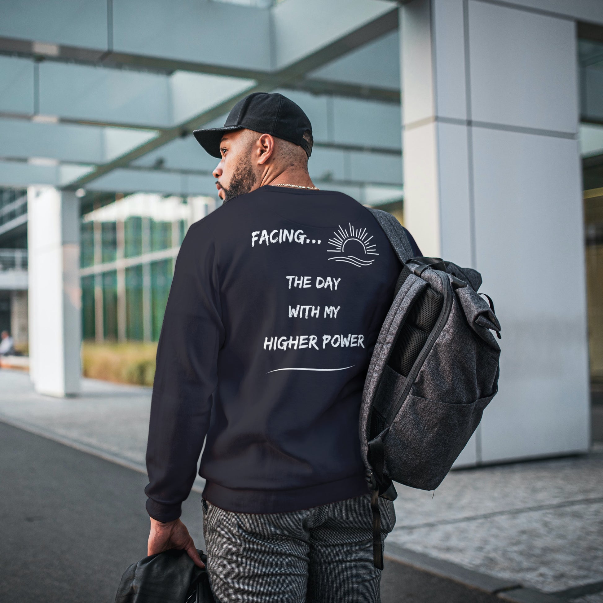 Higher Power Sweatshirt, positive apparel, positive clothing, wear your story, FaceForward, back