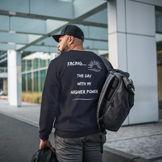 Higher Power Sweatshirt, positive apparel, positive clothing, wear your story, FaceForward, back