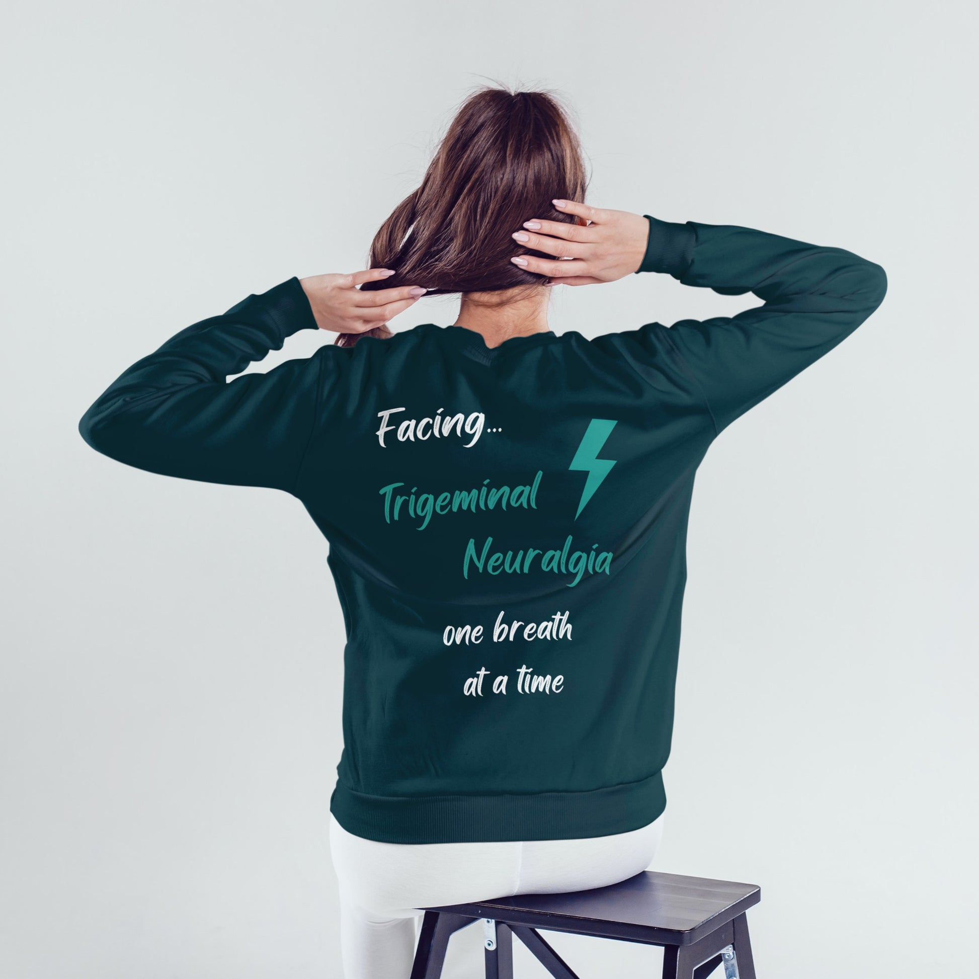 Trigeminal Neuralgia Sweatshirt, positive apparel, positive clothing, , TN, wear your story, FaceForward, back